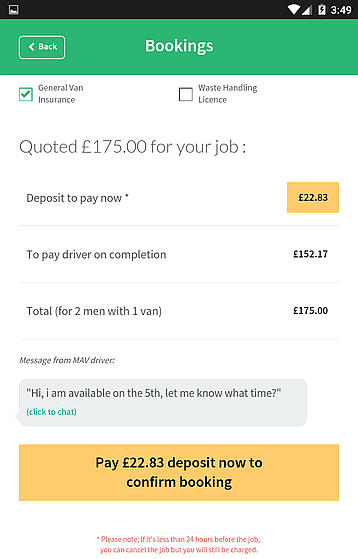 Client confirm booking